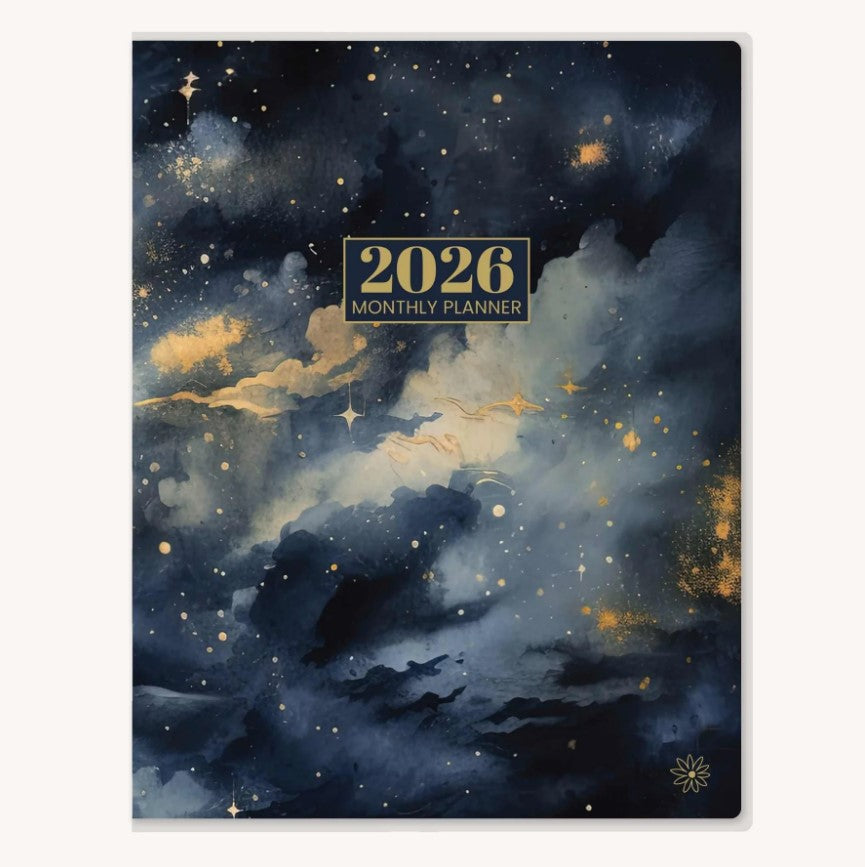 2026 Monthly Planner, 9" x 12", Midnight Sky