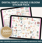 Digital Planner Stickers, Simply Gilded x bloom Boho Celestial Pack