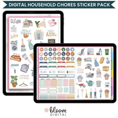Digital Planner Stickers, Household Chores