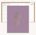 2026 Monthly Planner, 9" x 12", Gold Floral Stamp