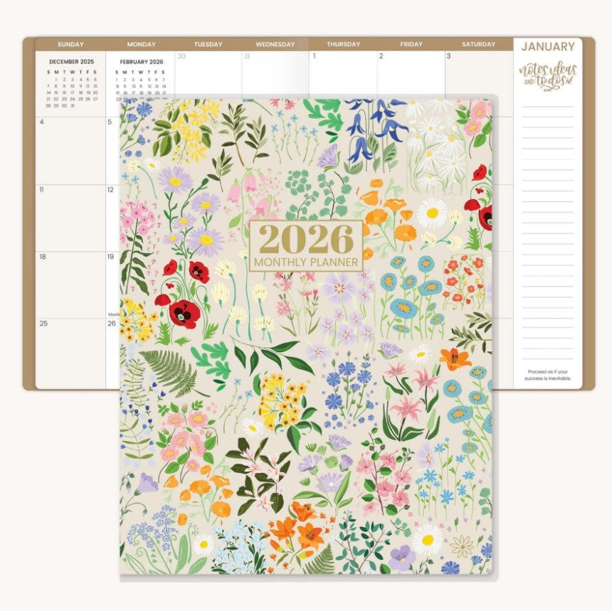 2026 Monthly Planner, 9" x 12", Garden Party