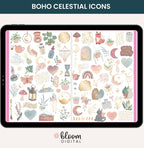 Digital Planner Stickers, Simply Gilded x bloom Boho Celestial Pack