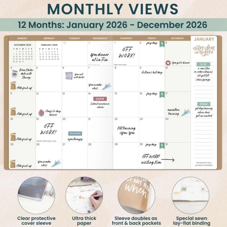 2026 Monthly Planner, 9" x 12", Midnight Sky