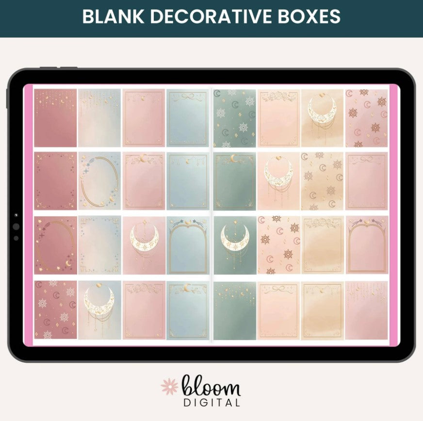 Digital Planner Stickers, Simply Gilded x bloom Boho Celestial Pack