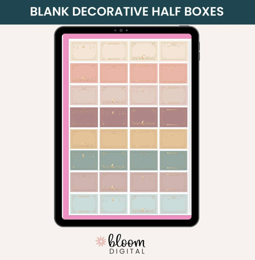 Digital Planner Stickers, Simply Gilded x bloom Boho Celestial Pack