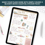 Digital Planner Stickers, Simply Gilded x bloom Boho Celestial Pack