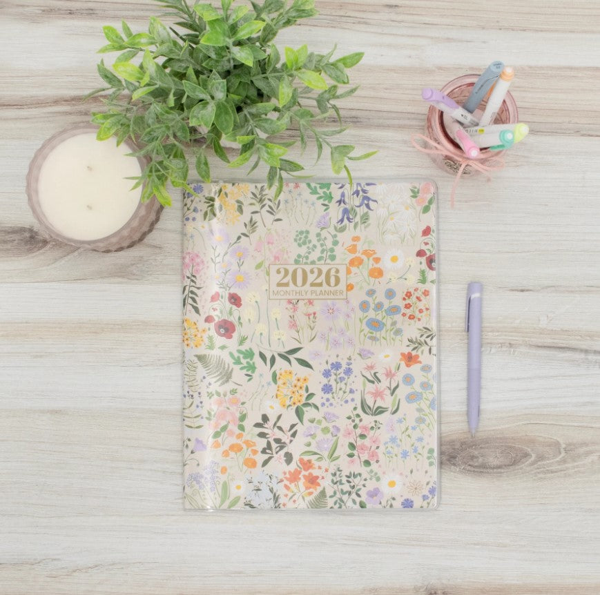 2026 Monthly Planner, 9" x 12", Garden Party